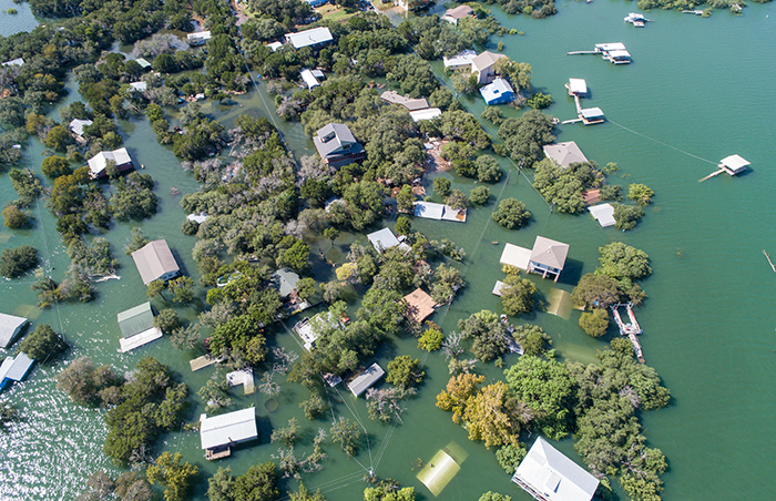 Houses on a flood plain